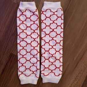 Baby Legs Girls White and Red Patterned Leg Warmers